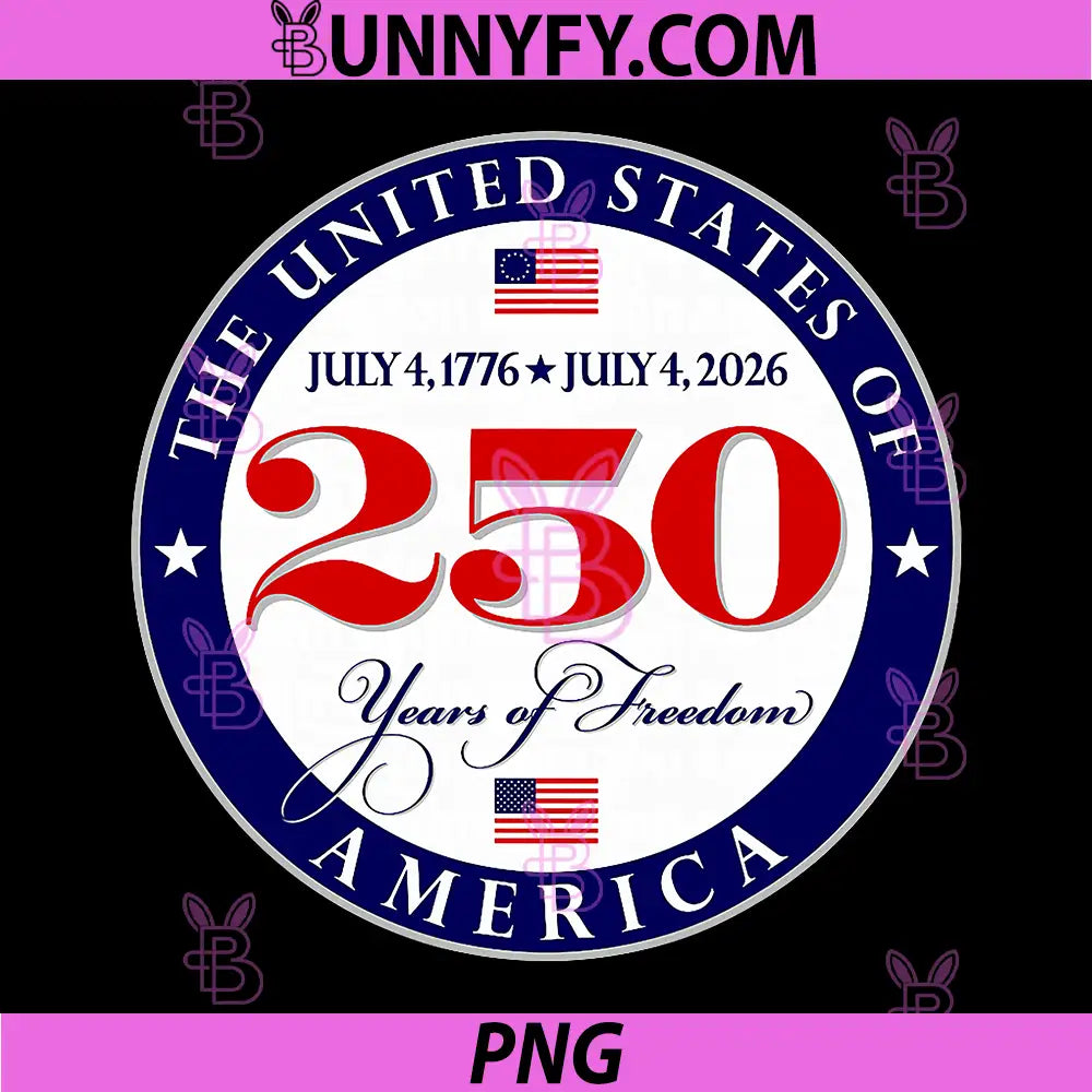 USA 250 Years Anniversary PNG, America 4th of July 1776-2026 PNG