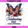 USA 250th Anniversary Celebrate PNG, Freedom Patriotic Butterfly PNG