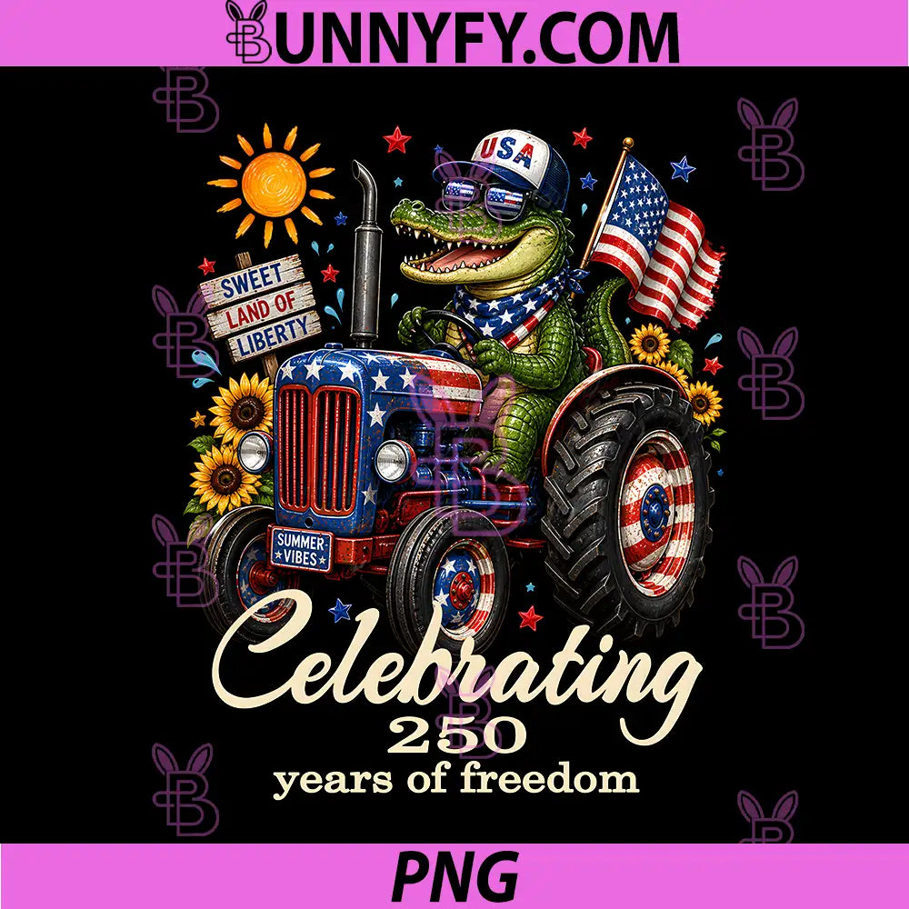USA 250th Anniversary Celebrating PNG, Freedom Alligator Tractor PNG