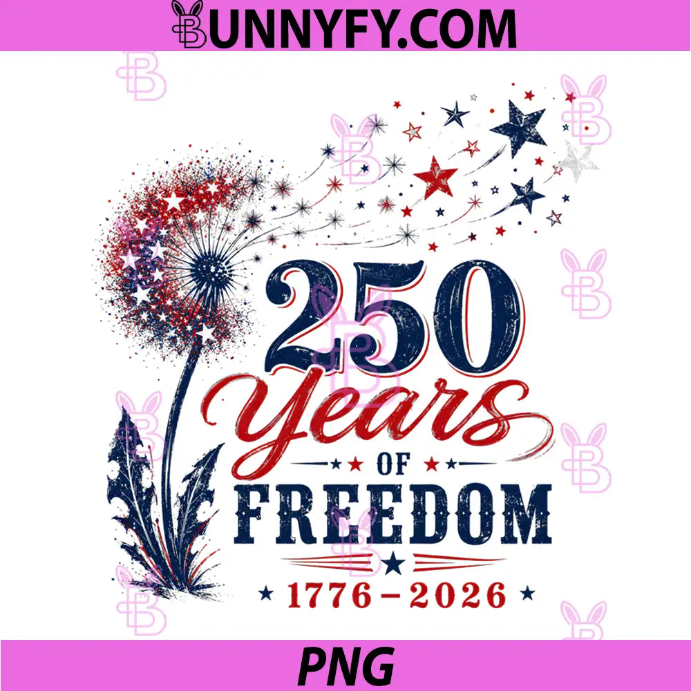 USA 250th Anniversary Celebrating PNG, Freedom Dandelion & Stars PNG
