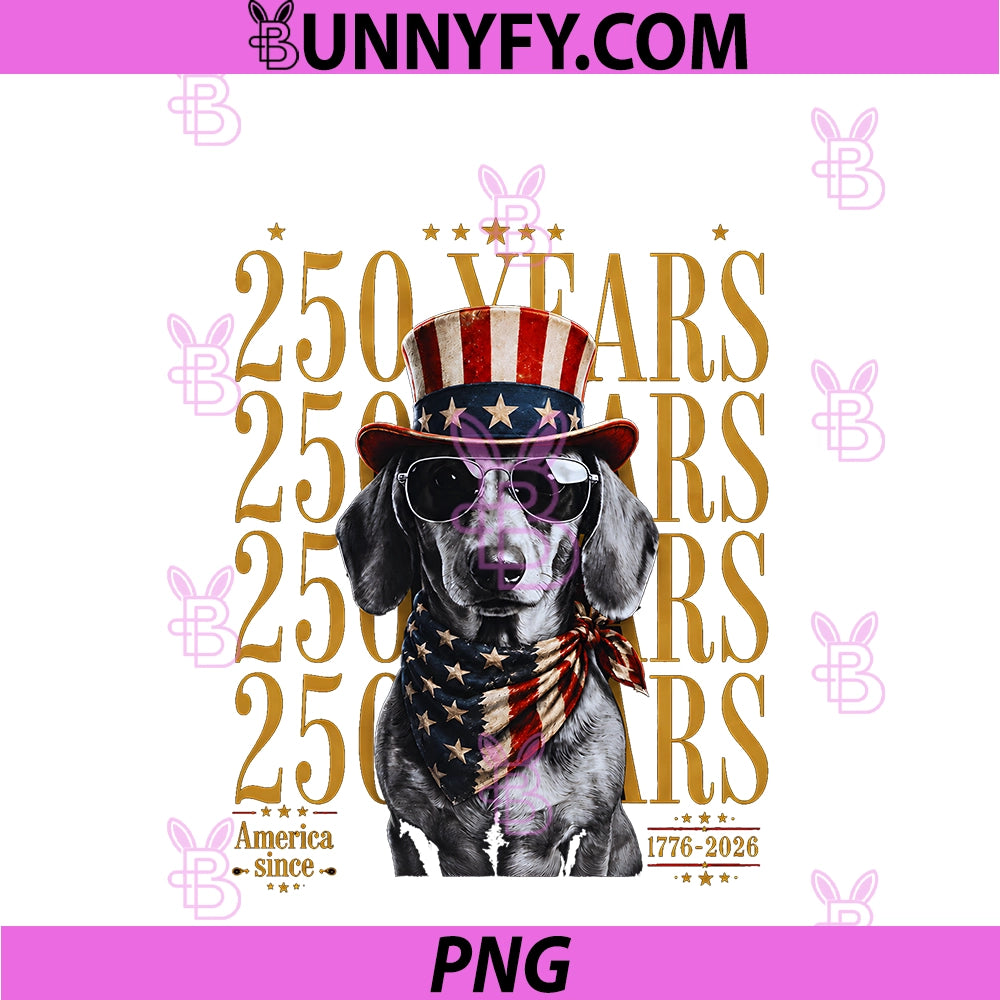 USA 250th Anniversary Dachshund Dog PNG, American Flag 4th July PNG