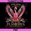 USA 250th Anniversary Flamerica PNG, Flamingo 1776-2026 PNG