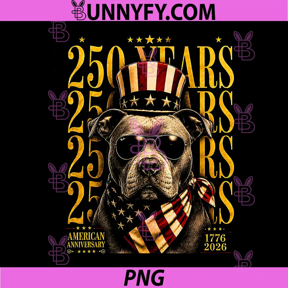 USA 250th Anniversary Pitbull Dog PNG, American Flag 4th July PNG