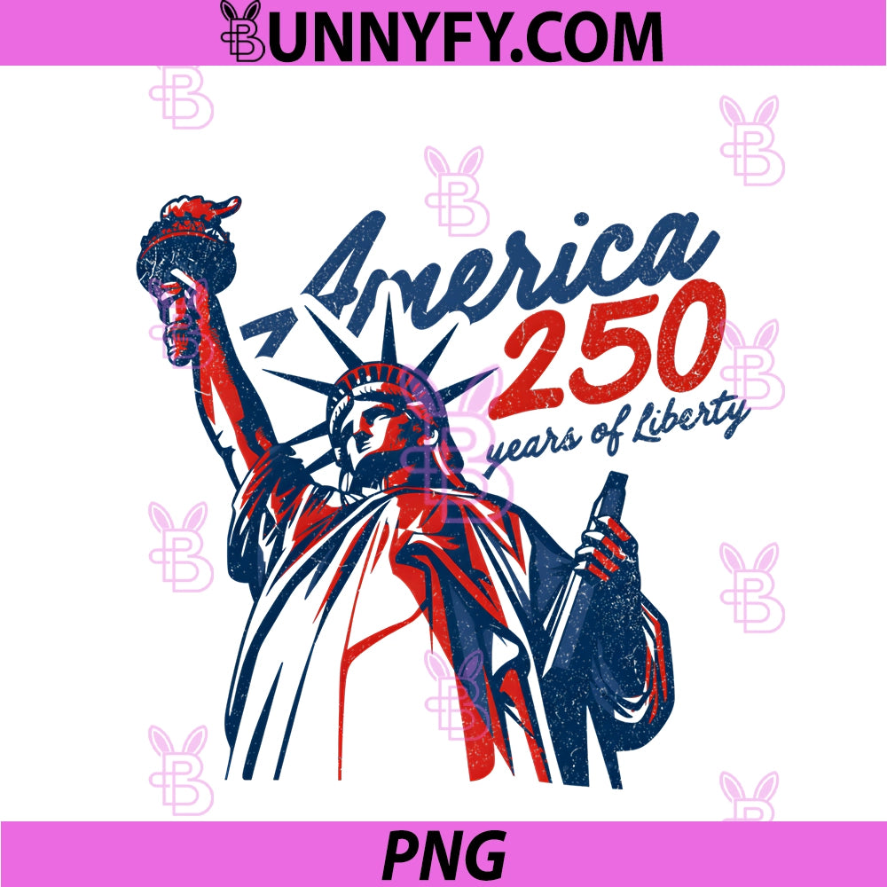 USA 250th Birthday PNG, Patriotic Freedom Liberty Statue Vintage PNG