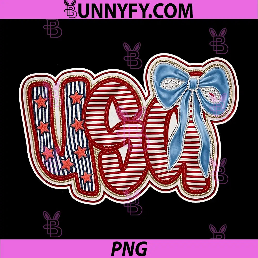 USA 4th of July PNG, Coquette Bow PNG