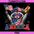 USA America Raccoon Hot Dog PNG, 1776-2026 4th of July 250 Years PNG