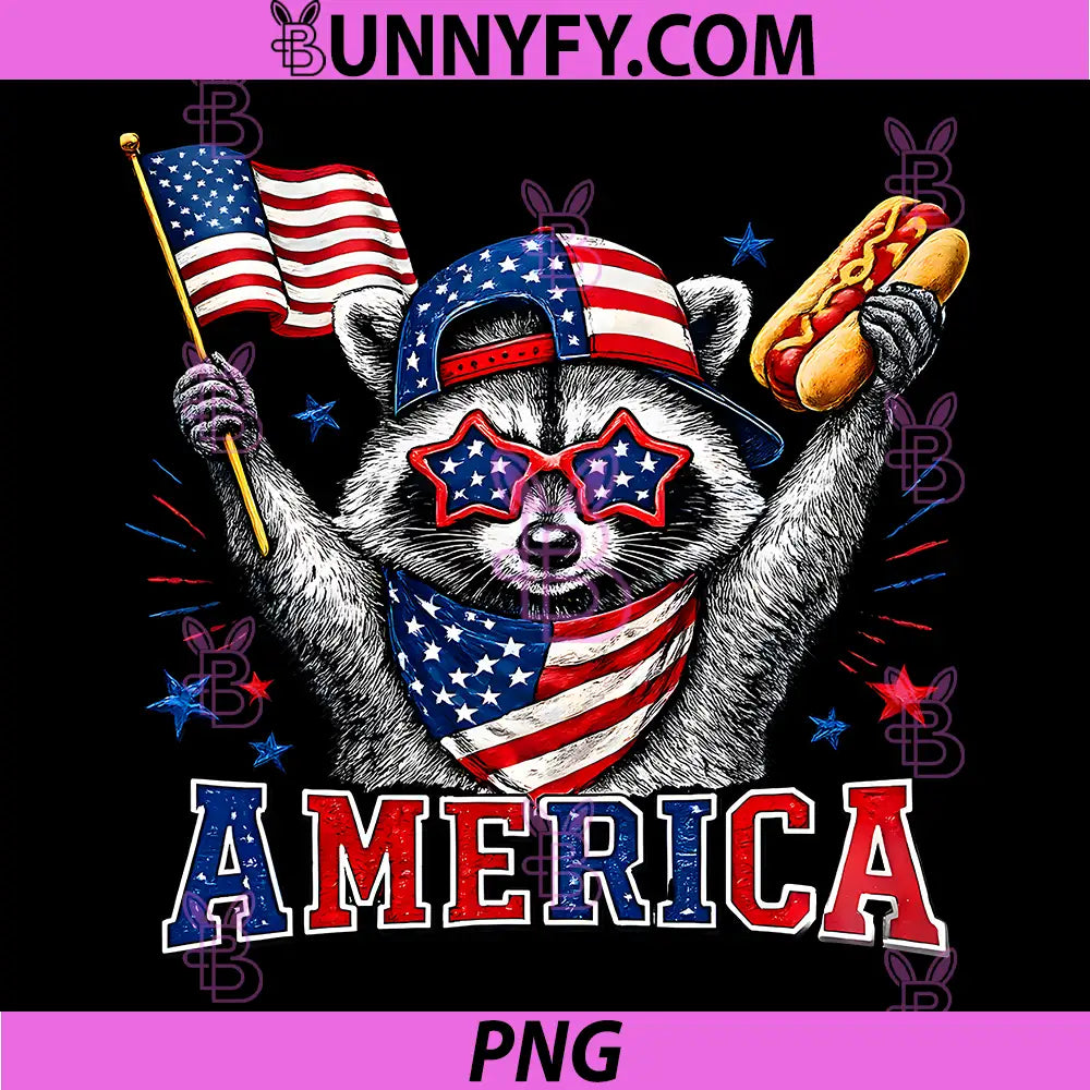 USA America Raccoon Hot Dog PNG, 1776-2026 4th of July 250 Years PNG