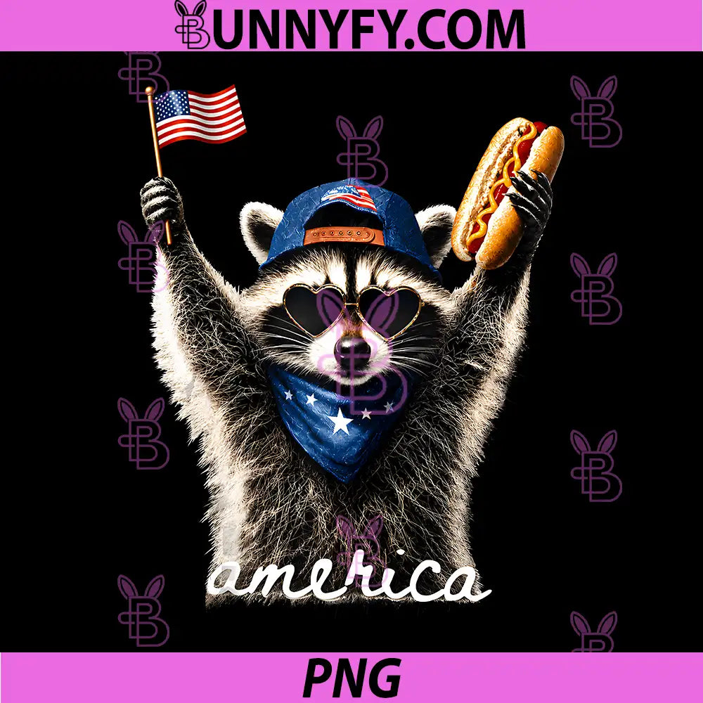 USA America Raccoon Hot Dog PNG, 1776-2026 4th of July 250 Years PNG 