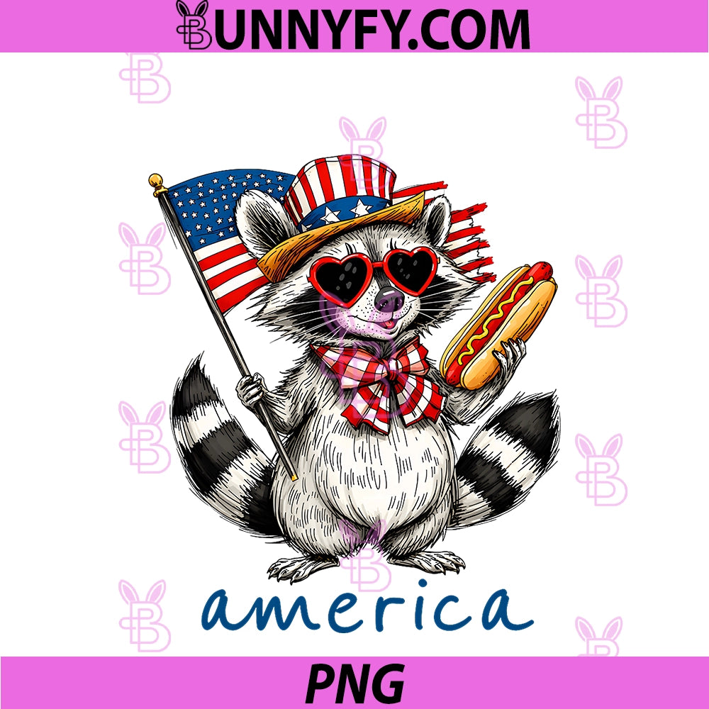 USA America Raccoon Hot Dog 1776-2026 PNG, 4th Of July 250 Years PNG