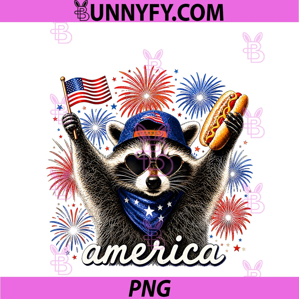 USA America Raccoon Hot Dog 1776-2026 PNG, 4th Of July 250 Years PNG