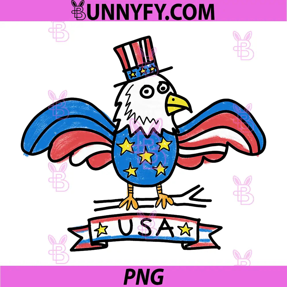 USA Eagle Retro Hand Drawn PNG
