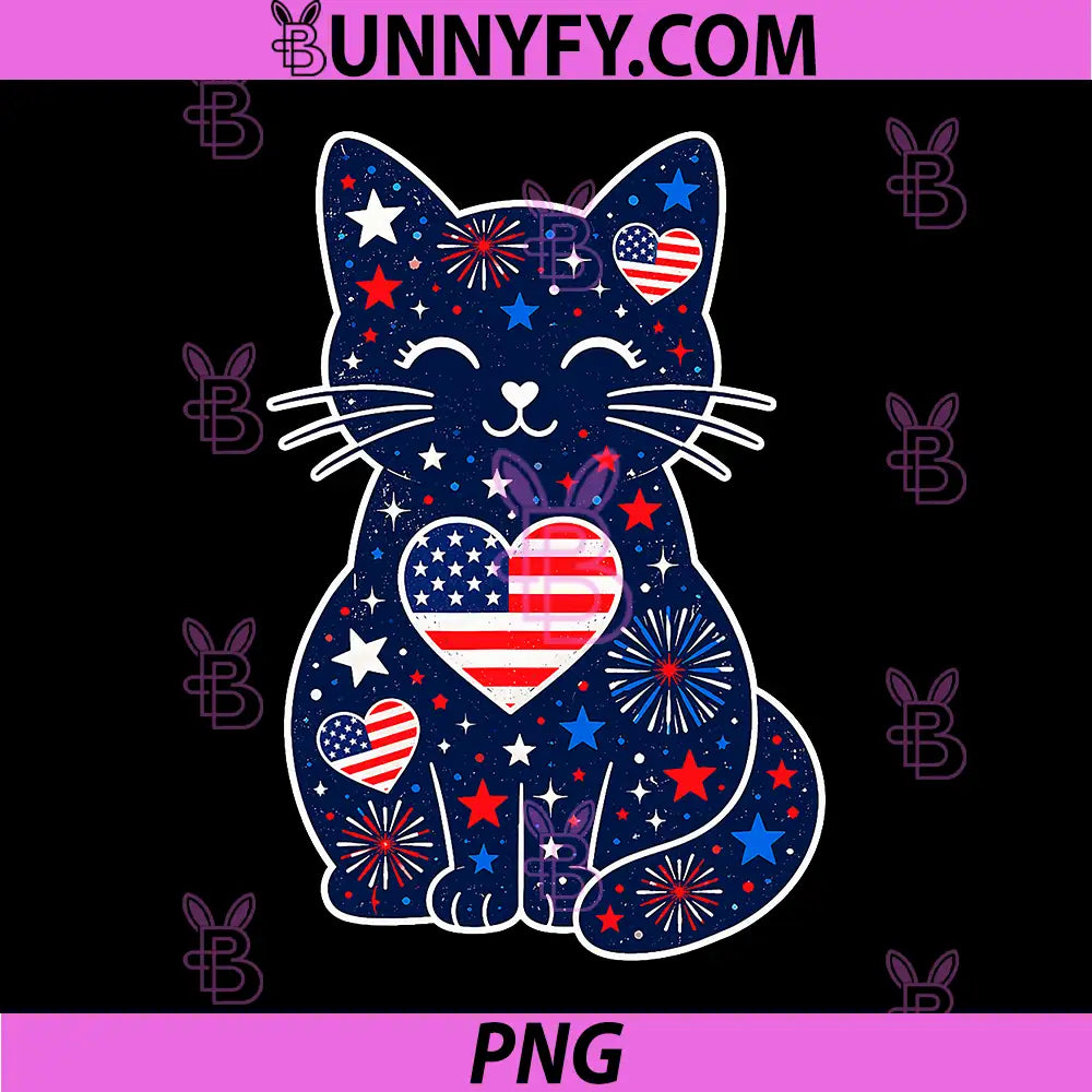 USA Flag Lucky Clover Patriotic PNG, 4th July Cat Lover PNG