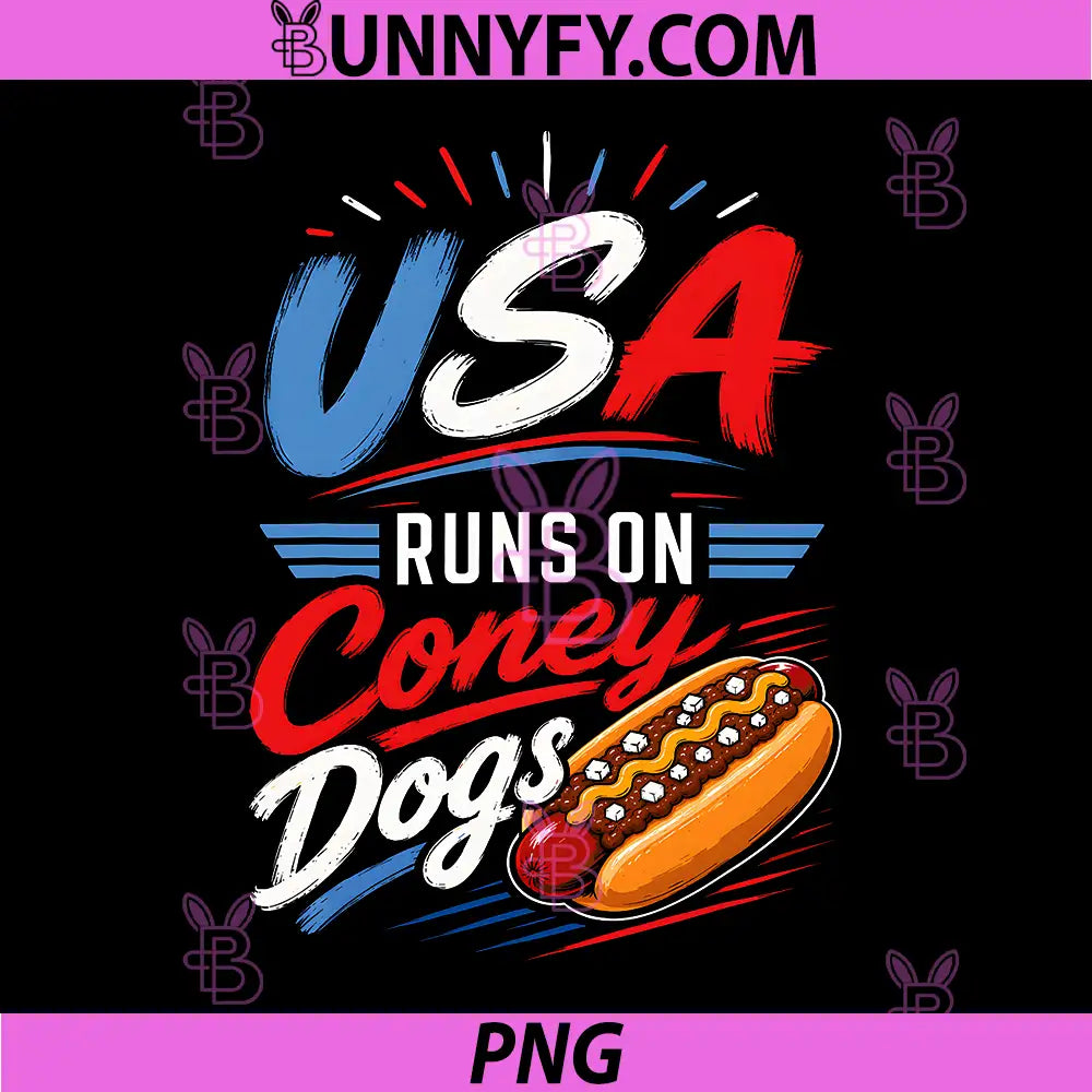 USA Runs On Coney Dogs Fun PNG, Patriotic Hot Dog Sausages PNG