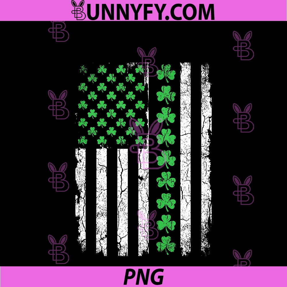US American Flag Shamrocks PNG, St Patricks Lucky Clover PNG
