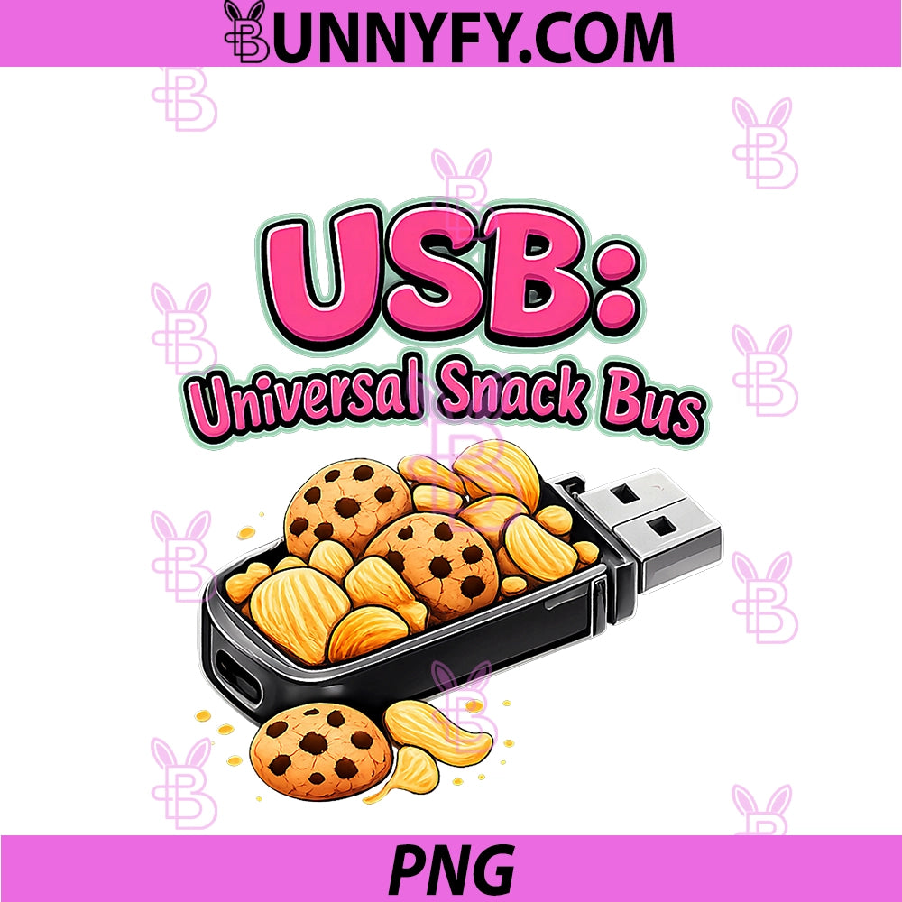 USB Universal Snack Bus PNG, IT Reboot Humor Graphic PNG