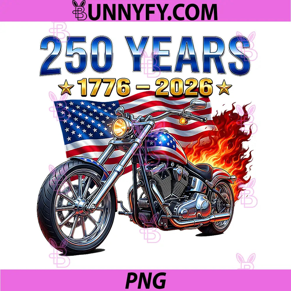 US Flag Motorcycle Biker 250 Years PNG, American Anniversary PNG