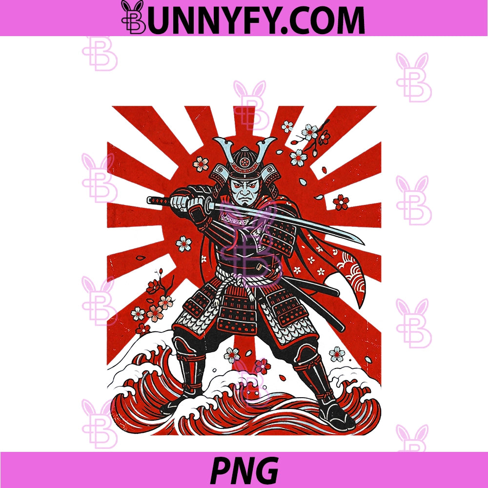 Ukiyo-e Anime Style Samurai PNG, Warrior Japanese Flag Ninja PNG
