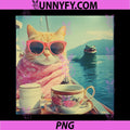 Unbothered Cat Selfie with Kaiju Sea Monster PNG, Funny Graphic PNG