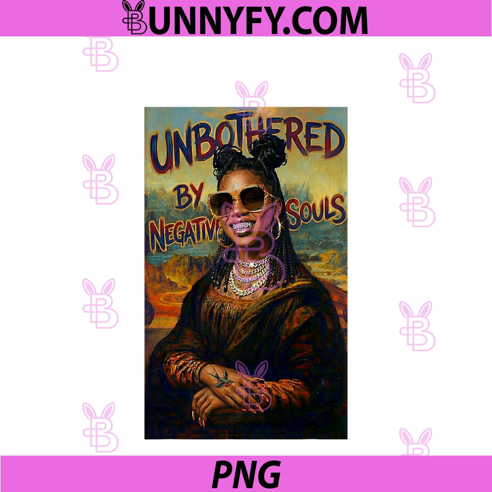 Unbothered Mona Lisa Afro Queen PNG, Black History Month PNG