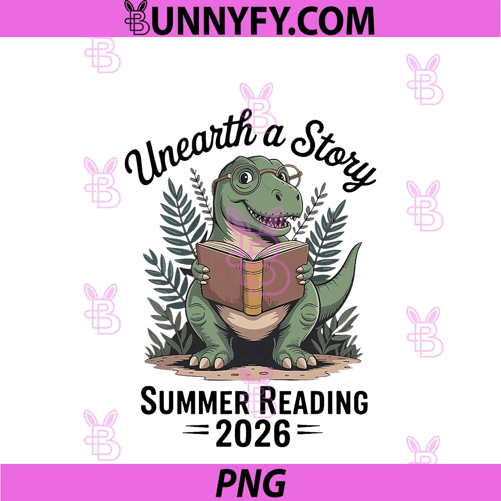 Unearth A Story Summer Reading 2026 PNG, Dinosaur PNG