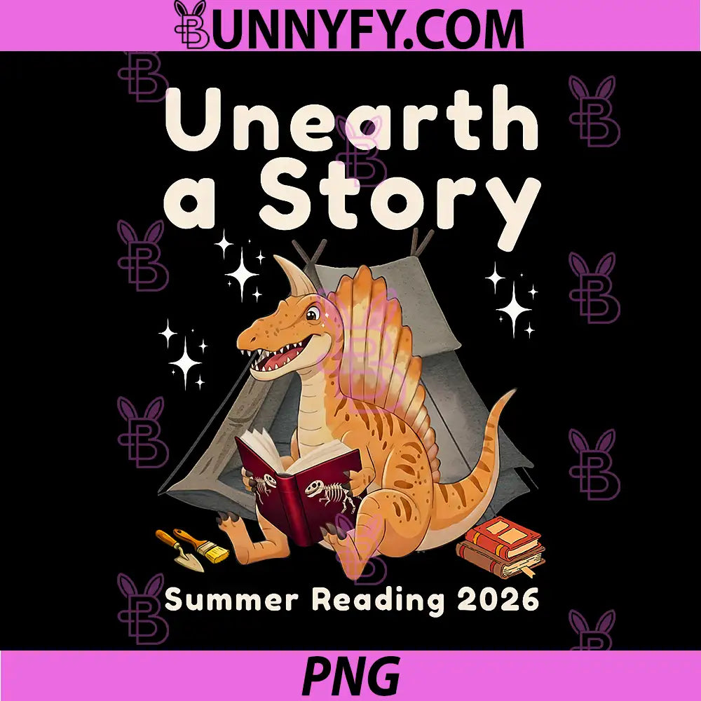 Unearth a Story Summer Reading 2026 PNG, Spinosaurus Mirabilis PNG