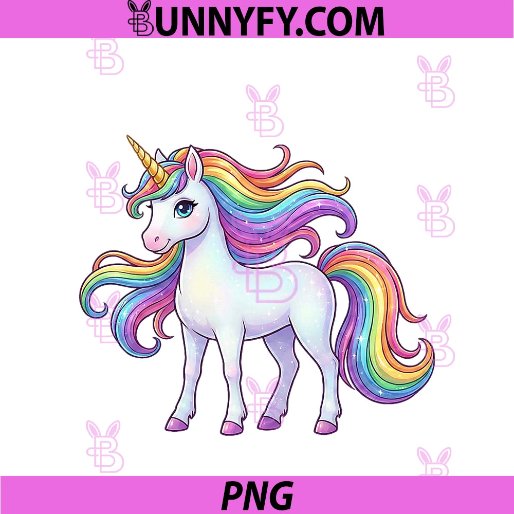Unicorn For Girls PNG, Cute Rainbow Magical Unicorn PNG