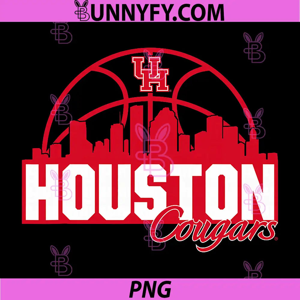 University of Houston PNG, Houston Blue Basketball City Skyline PNG