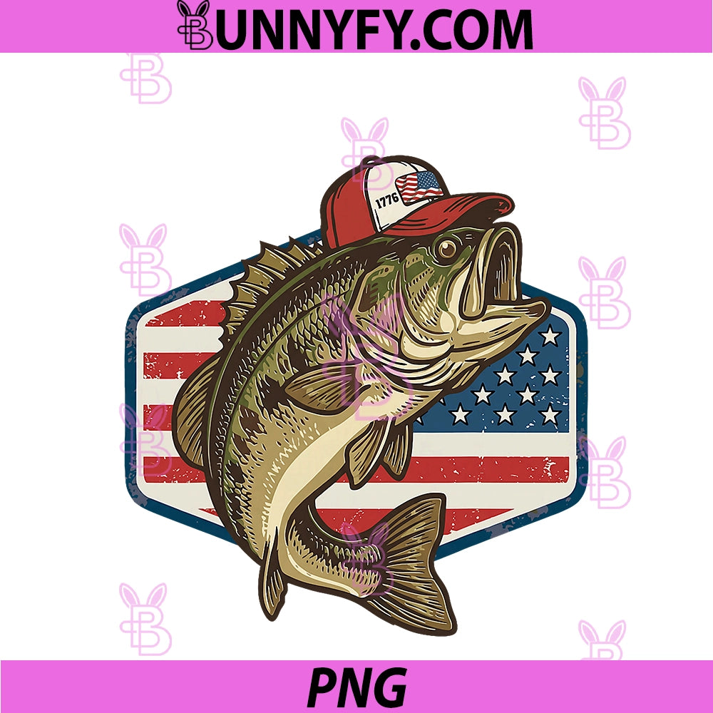 Us 250 Years Freedom PNG, Patriotic Camo Bass Fishing 4th Of July PNG