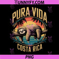 Pura Vida Costa Rica Sloth Sunset PNG, Tropical Vacation Palm Beach PNG