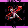 Valentine Baseball Player Heart Drip PNG, Love Baseball Sports Art PNG