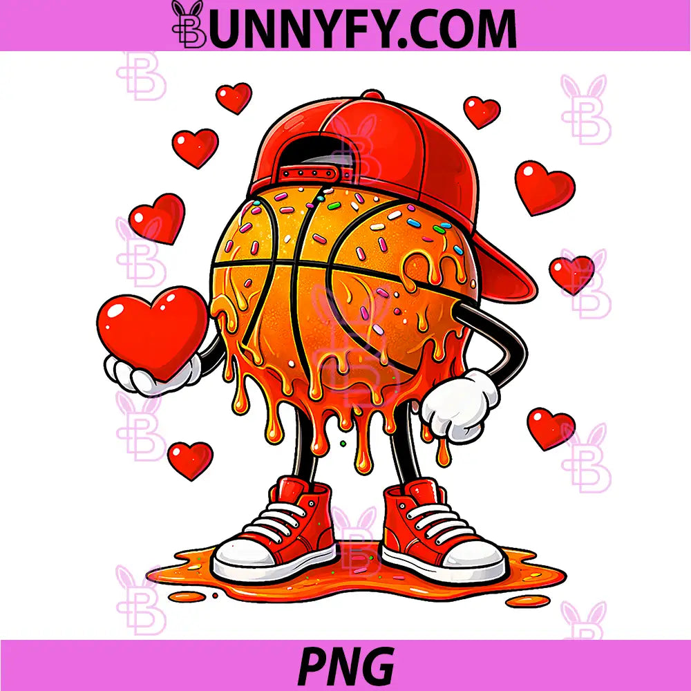 Valentine Basketball PNG, Heart Drip Sport PNG, Valentines Day PNG