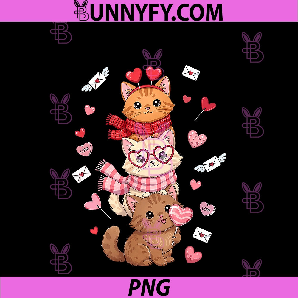 Valentine Cute Cats Lover PNG, Hearts Love Letters Girls PNG