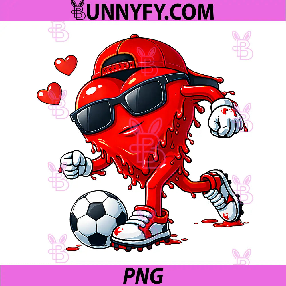 Valentine Soccer Heart Drip PNG, Sport Love Valentines Day PNG
