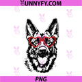 Valentine's Day German Shepherd PNG, With Heart Glasses Love Art PNG