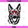 Valentine's Day German Shepherd with Heart PNG, Glasses Love Art PNG