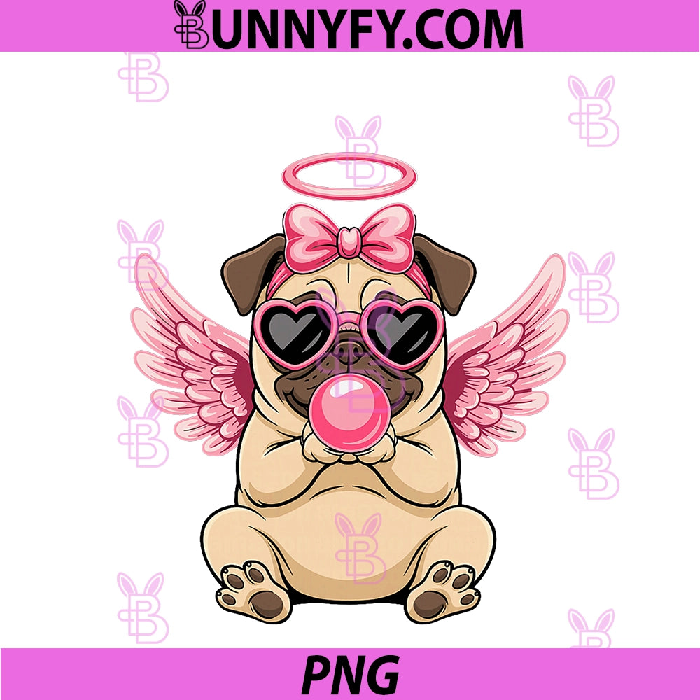 Valentine's Day Pug Cupid PNG, With Angel PNG