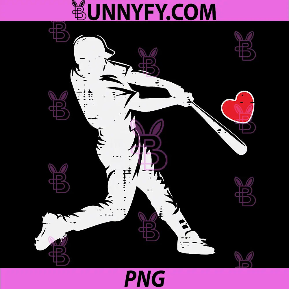 Valentines Day PNG, Baseball Batter Silhouette Heart PNG