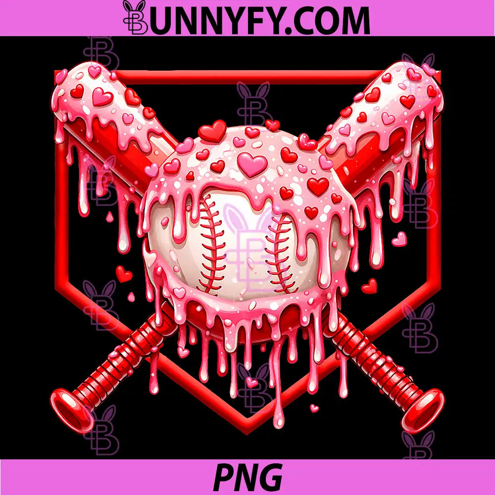 Valentines Day Baseball Boys PNG, Ice Cream Drip Heart PNG