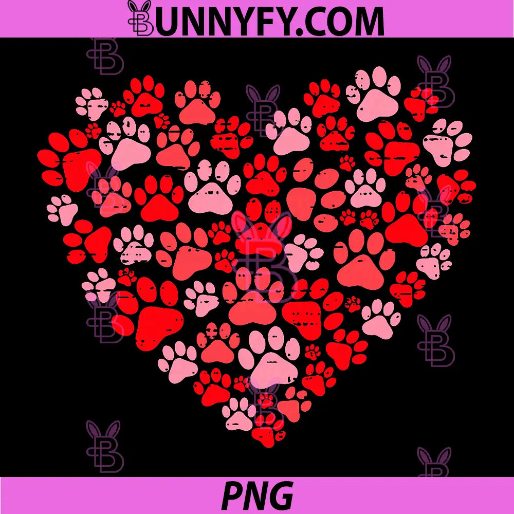 Valentines Day PNG, Dogs Paw Print Heart PNG