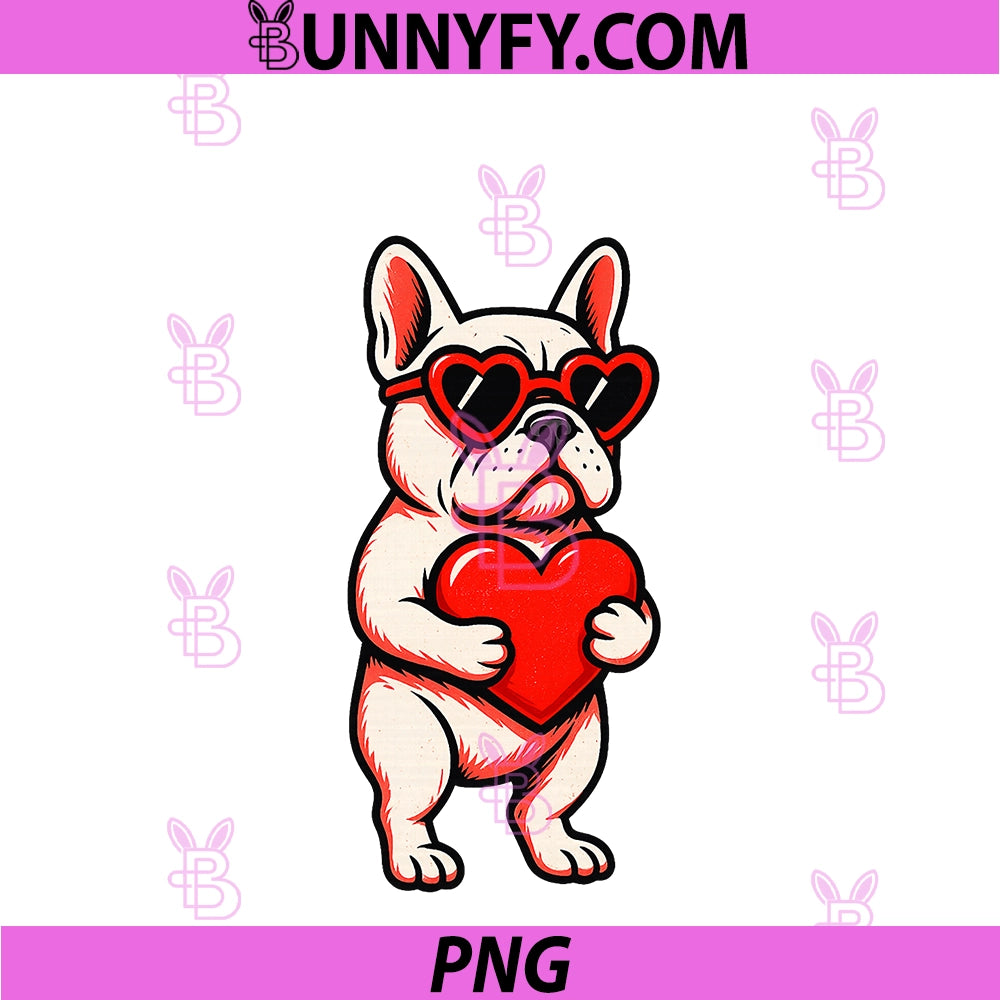 Valentines Day French Bulldog Dog PNG, Love Frenchie Lover PNG