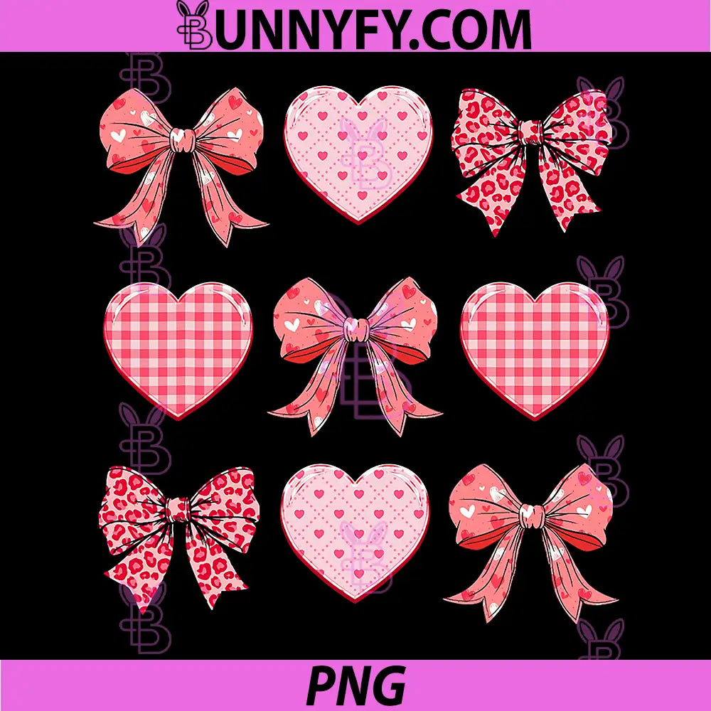 Valentines Day PNG, Hearts Coquette Bow PNG