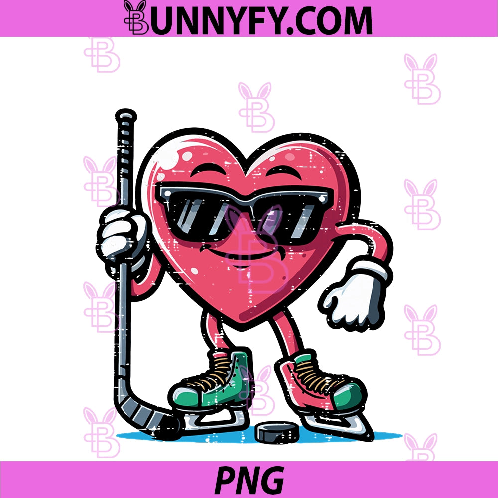 Valentines Day PNG, Heart Ice Hockey Player PNG