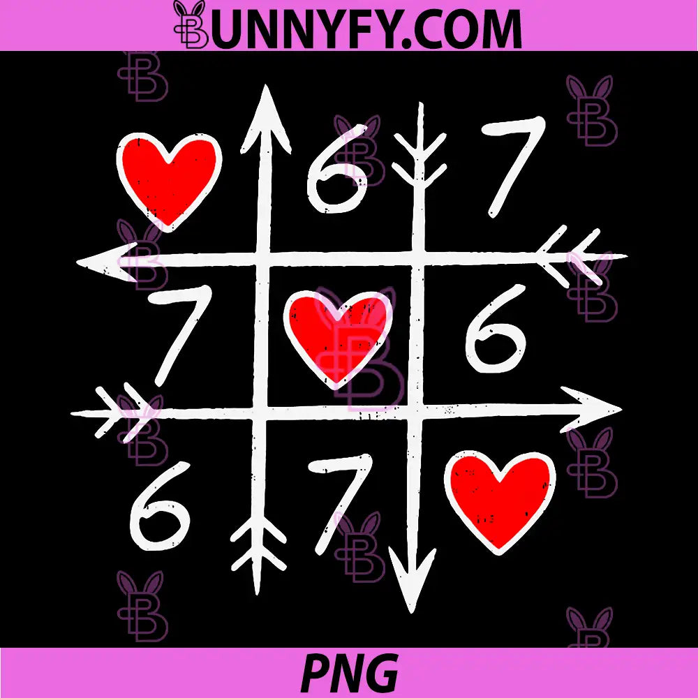 Valentines Day PNG, Six Seven 67 Meme 6 7 Heart PNG