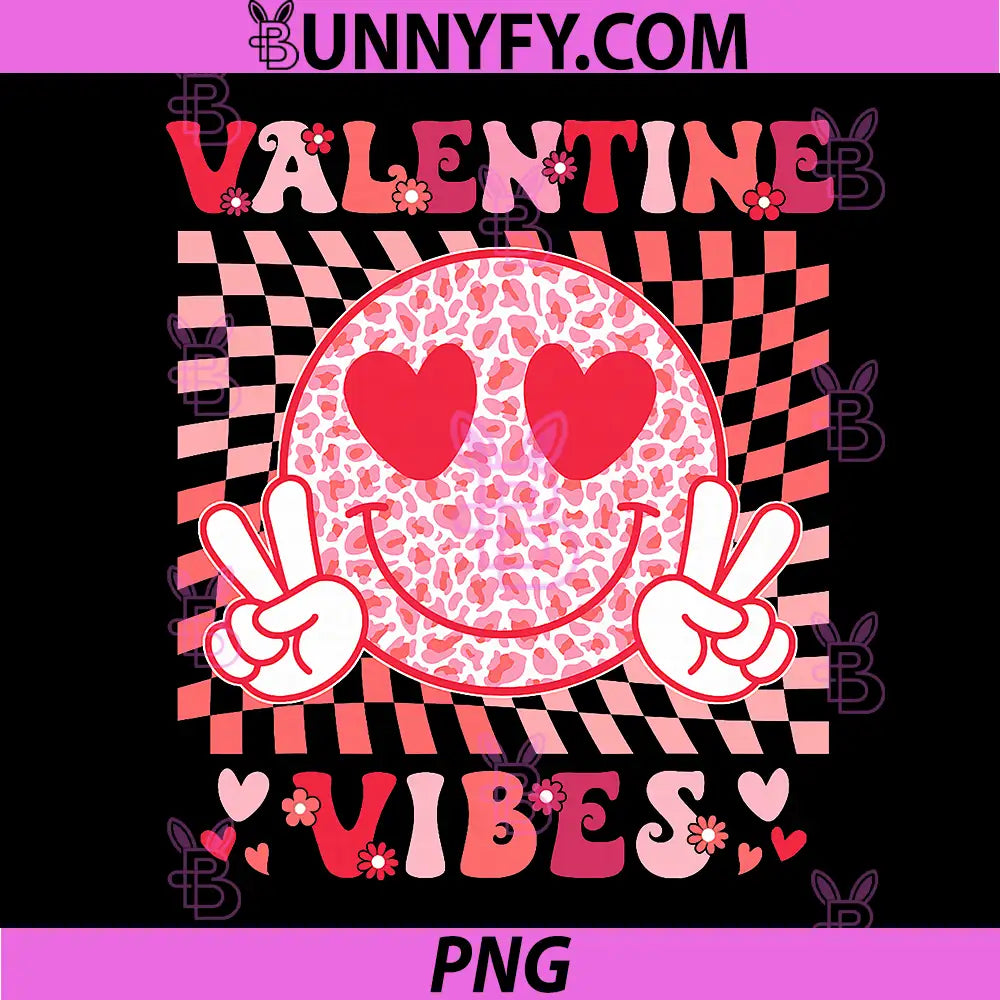 Valentines Day Vibes PNG, Peace Sign Heart Smiley Design PNG