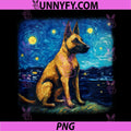 Van Gogh Belgian PNG, Malinois in Starry Night Performance PNG