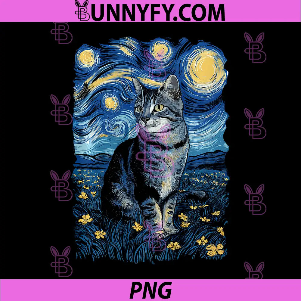 Van Gogh Cat Tabby PNG, Cat Owners Cat Lady Black PNG