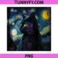 Van Gogh Starry Night Cat PNG, Cat Lover PNG