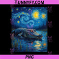 Van Gogh's Starry Night PNG, Alligator Crocodile Swamp Art PNG