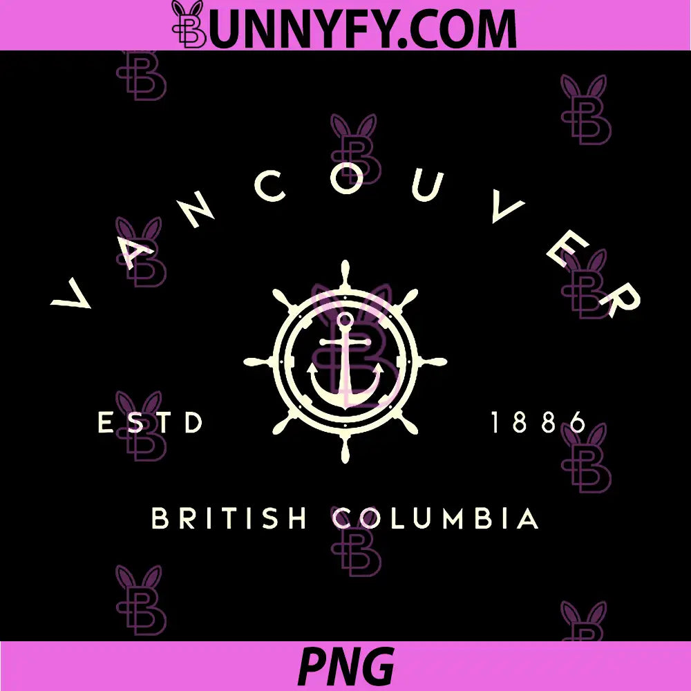 Vancouver British Columbia Anchor Logo PNG, Canada Estd 1886 Design PNG