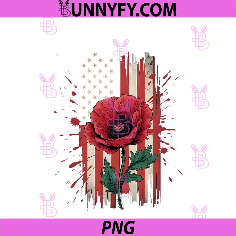 Veterans Day PNG, USA Memorial Day Red Poppy Flower Military PNG